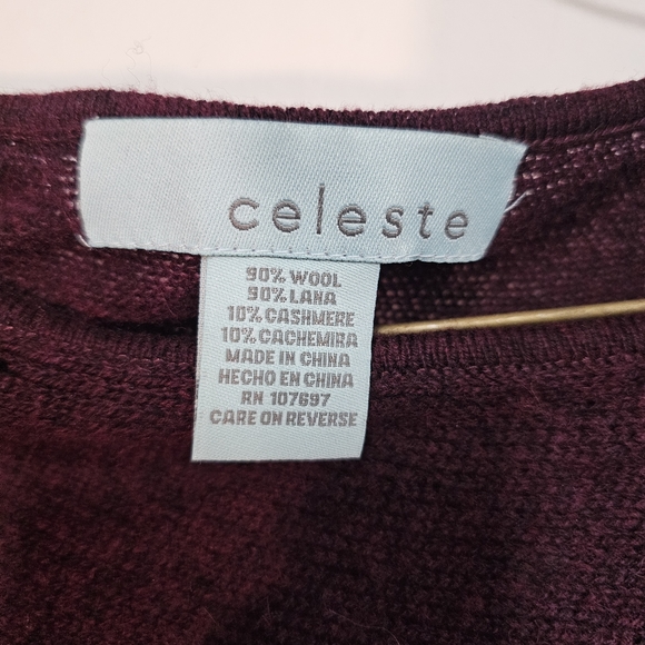 Celeste wool cashmere blend purple and gray asymmetrical poncho one size - Picture 3 of 4